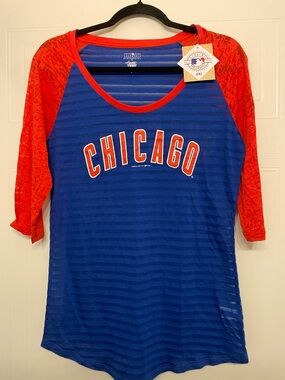 Chicago Raglan Women's Jersey Top in Blue and Red